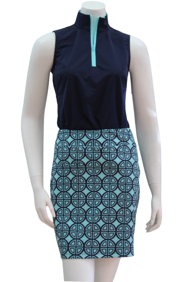 Delray Sleeveless Top in Navy w/ Aqua