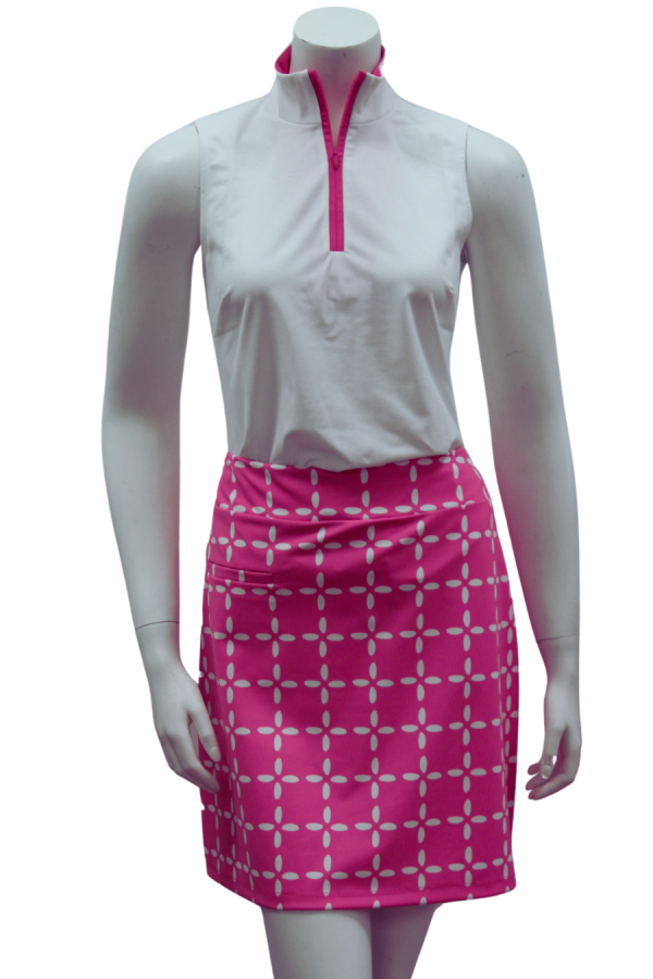 Delray Sleeveless Top in White w/ Pink