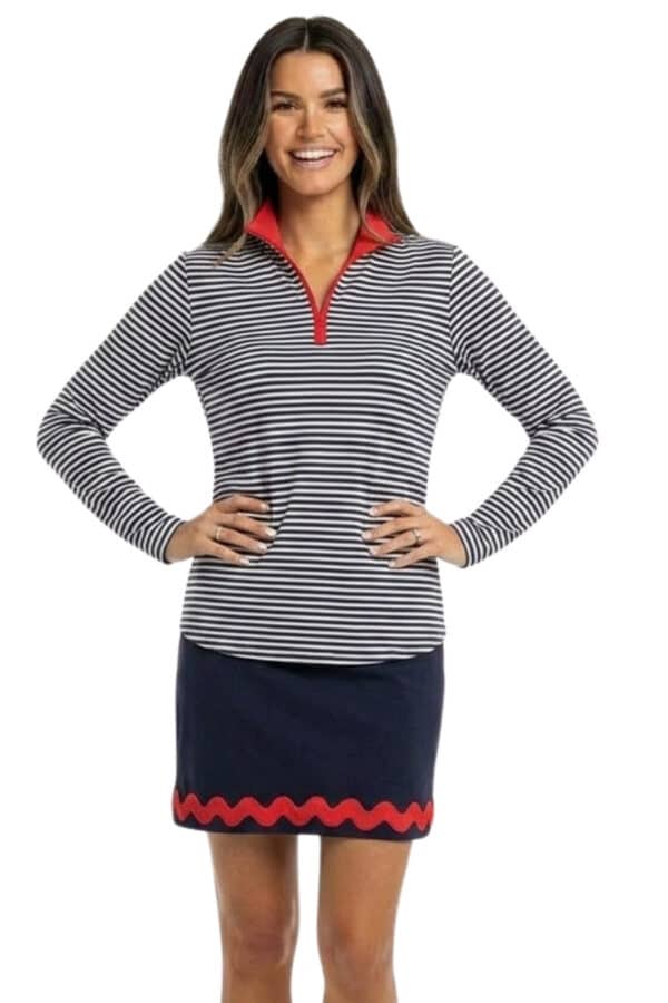 Sanibel Skort in Navy w/ Red Rick Rack