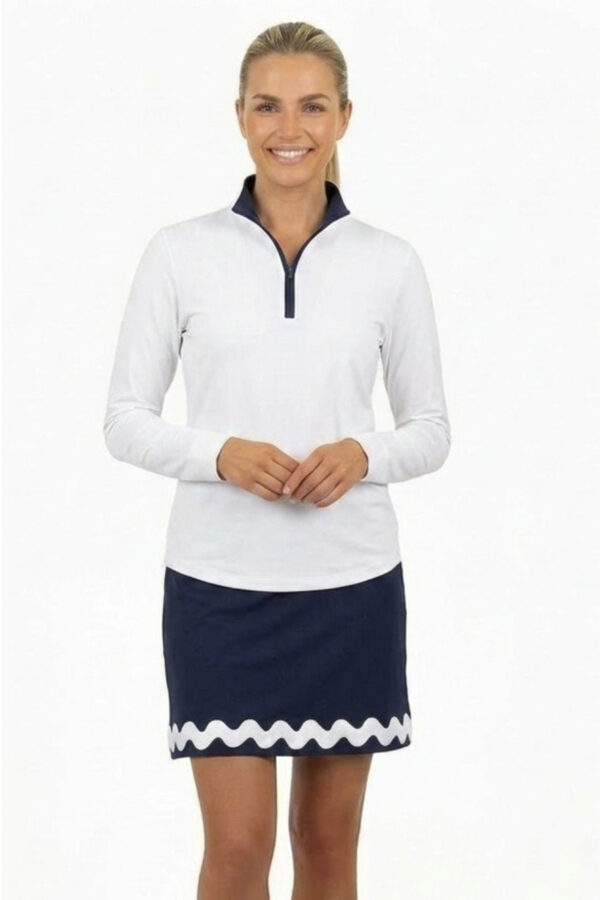 Sanibel Skort in White w/ Navy Rick Rack