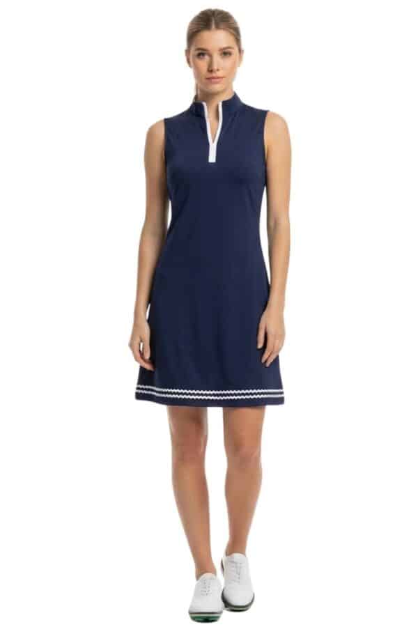 Delray Dress in Navy w/ White Rick Rack