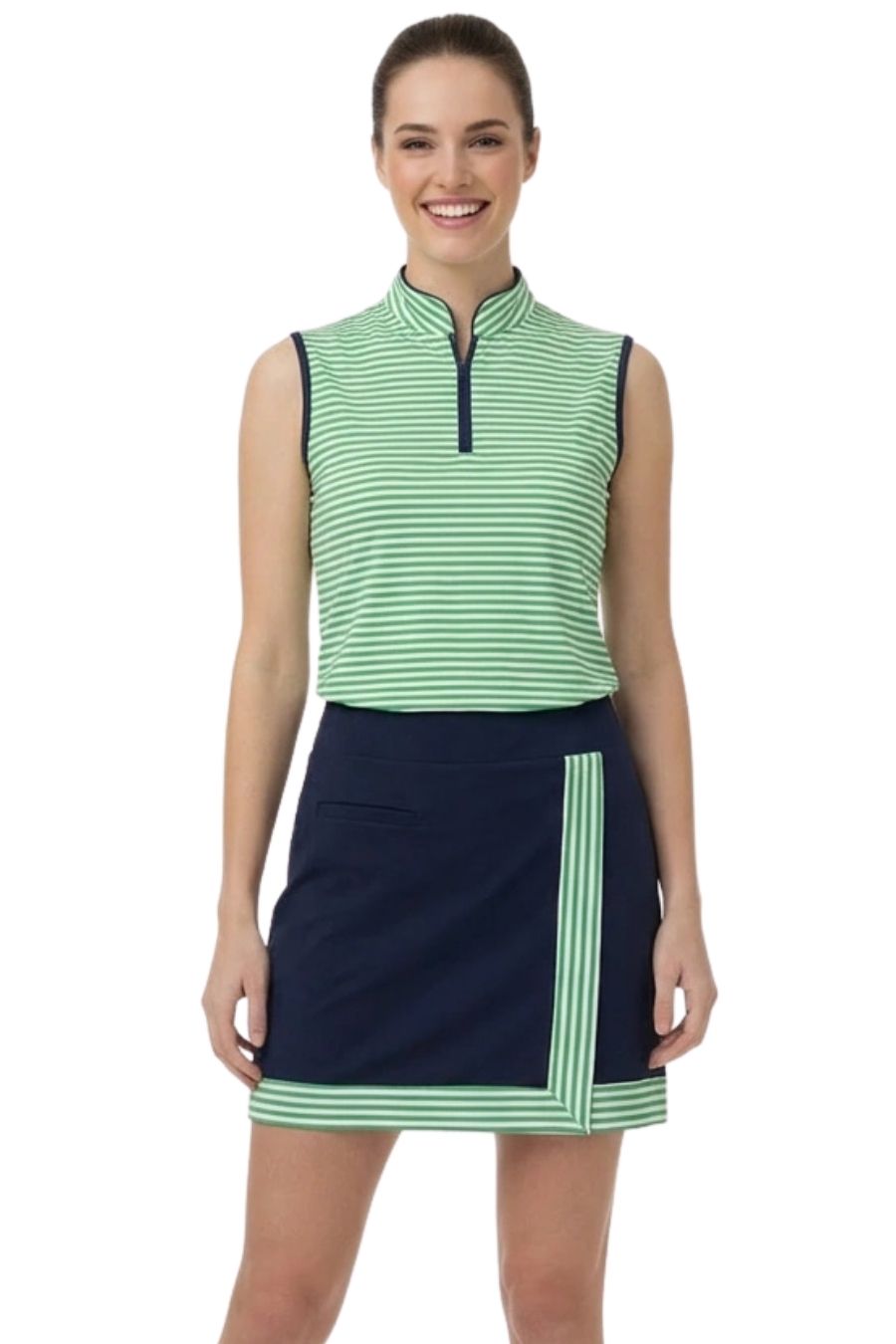 Weston skort in navy w/ Green stripe